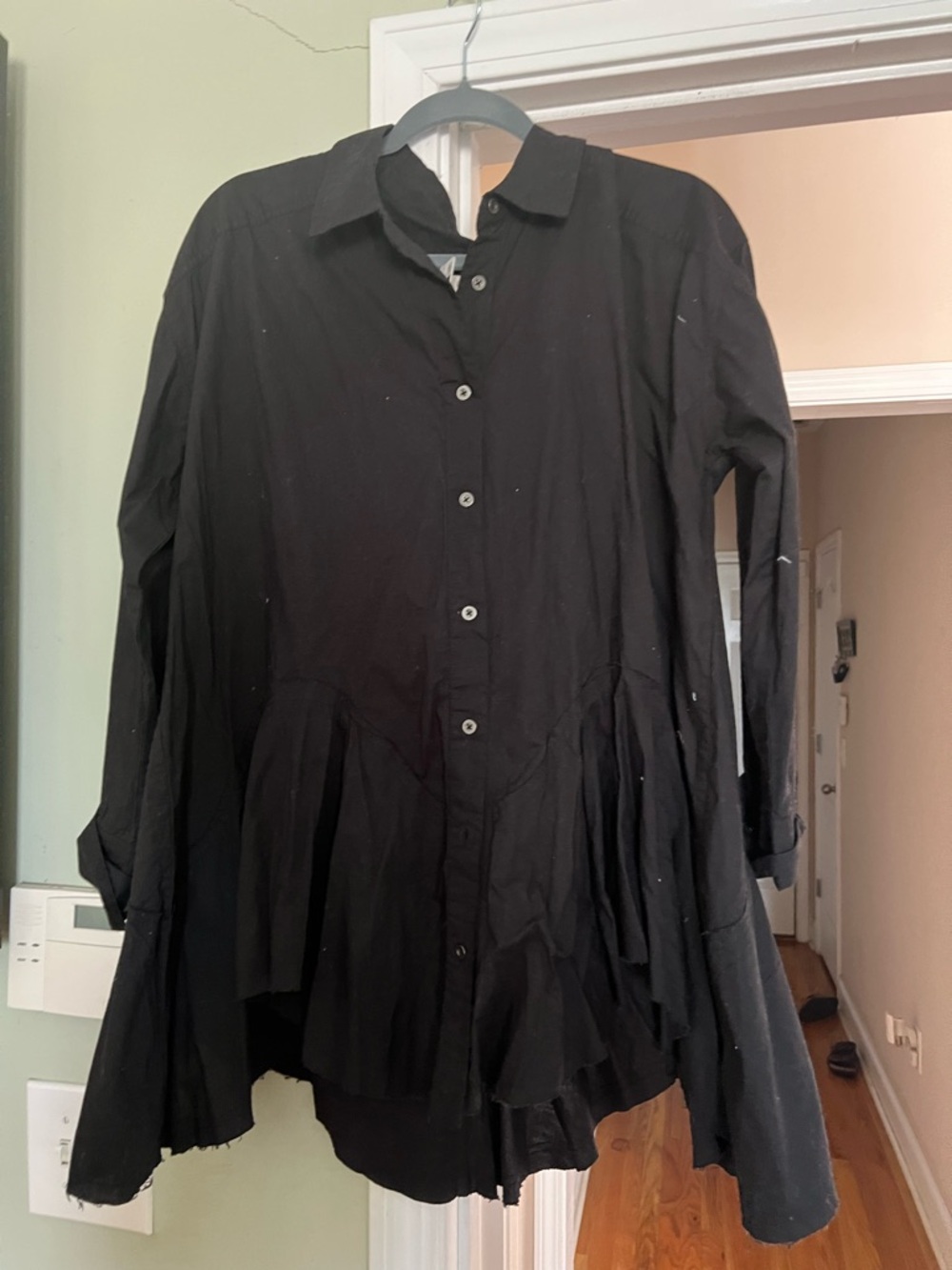 We The Free Black Button-Front Collared Shirt